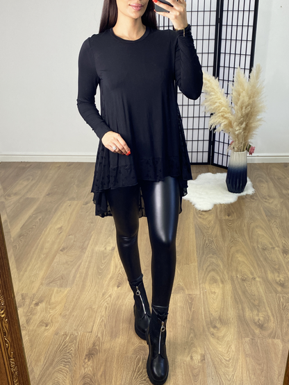 Souza Butterfly Print Chiffon Back Detailed Dip Hem Top