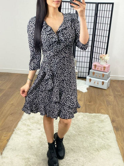 Sweeney Cross Over Black Paisley Print Dress