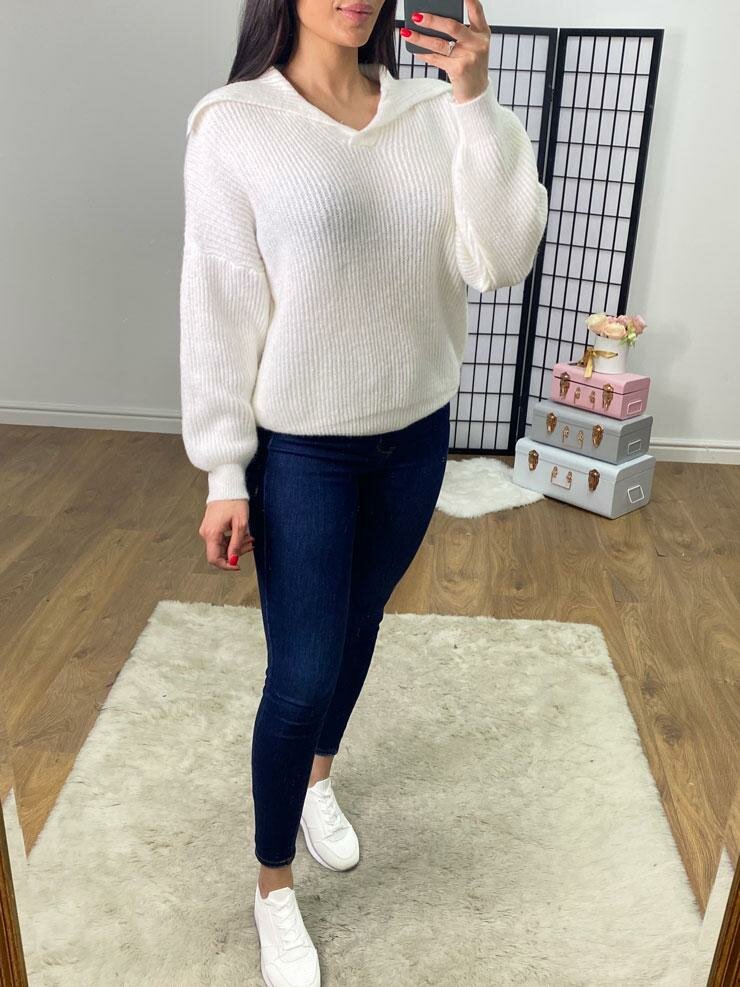 Syon Ribbed Wide Collar Soft Knitted Jumper