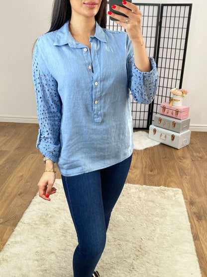 Tamara Linen Broderie Detail Shirt