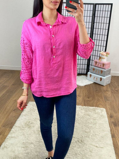 Tamara Linen Broderie Detail Shirt