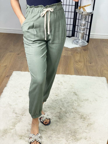 Tannon Loose Fit Linen Style Paper Bag Trousers