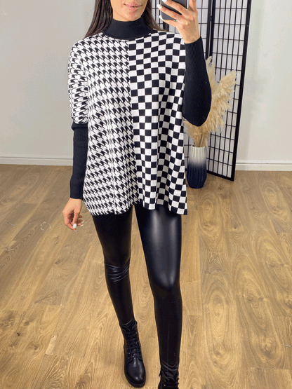 Echo Monochrome Oversized High Neck Jumper