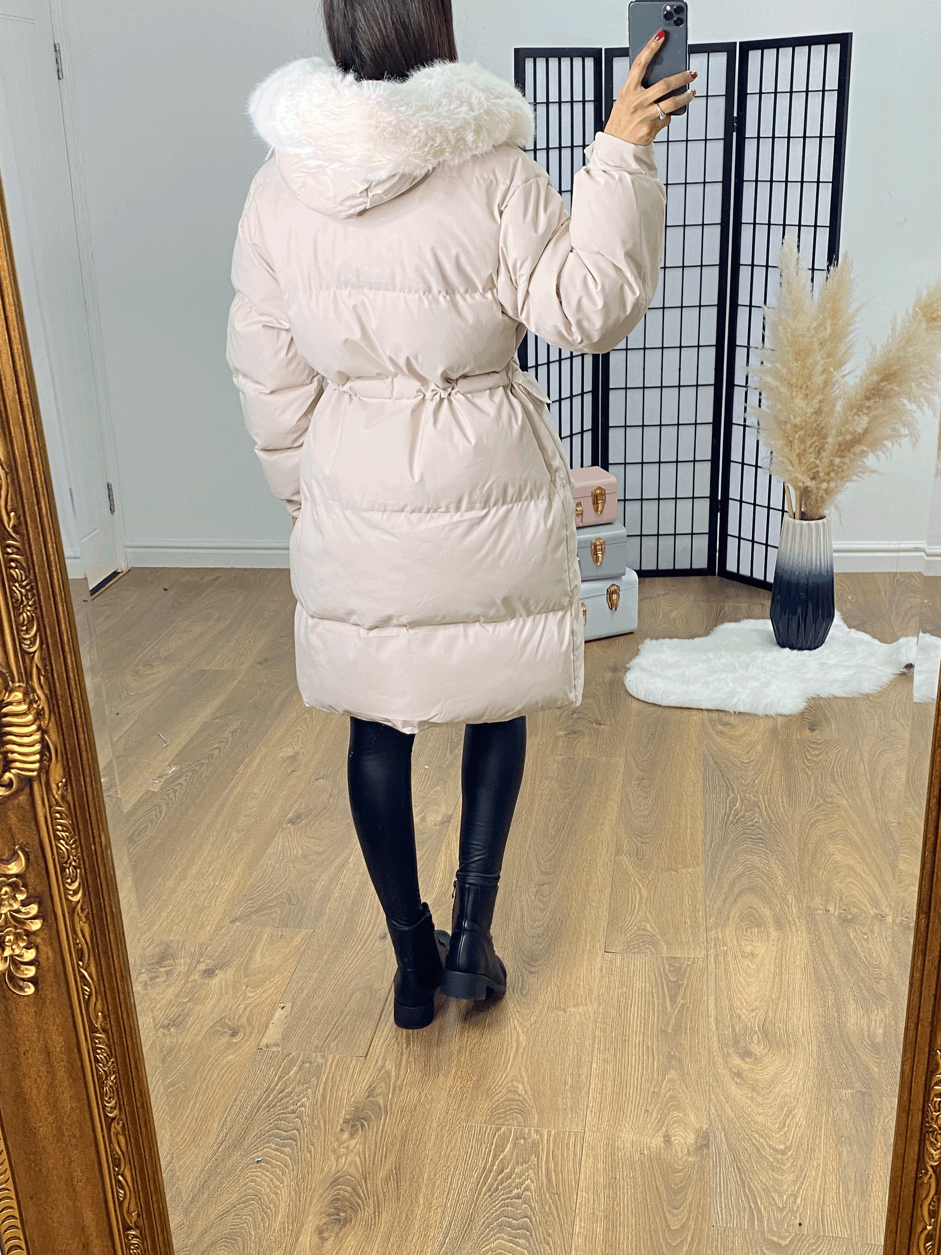 Merlot Beige Padded Toggle Waist Coat