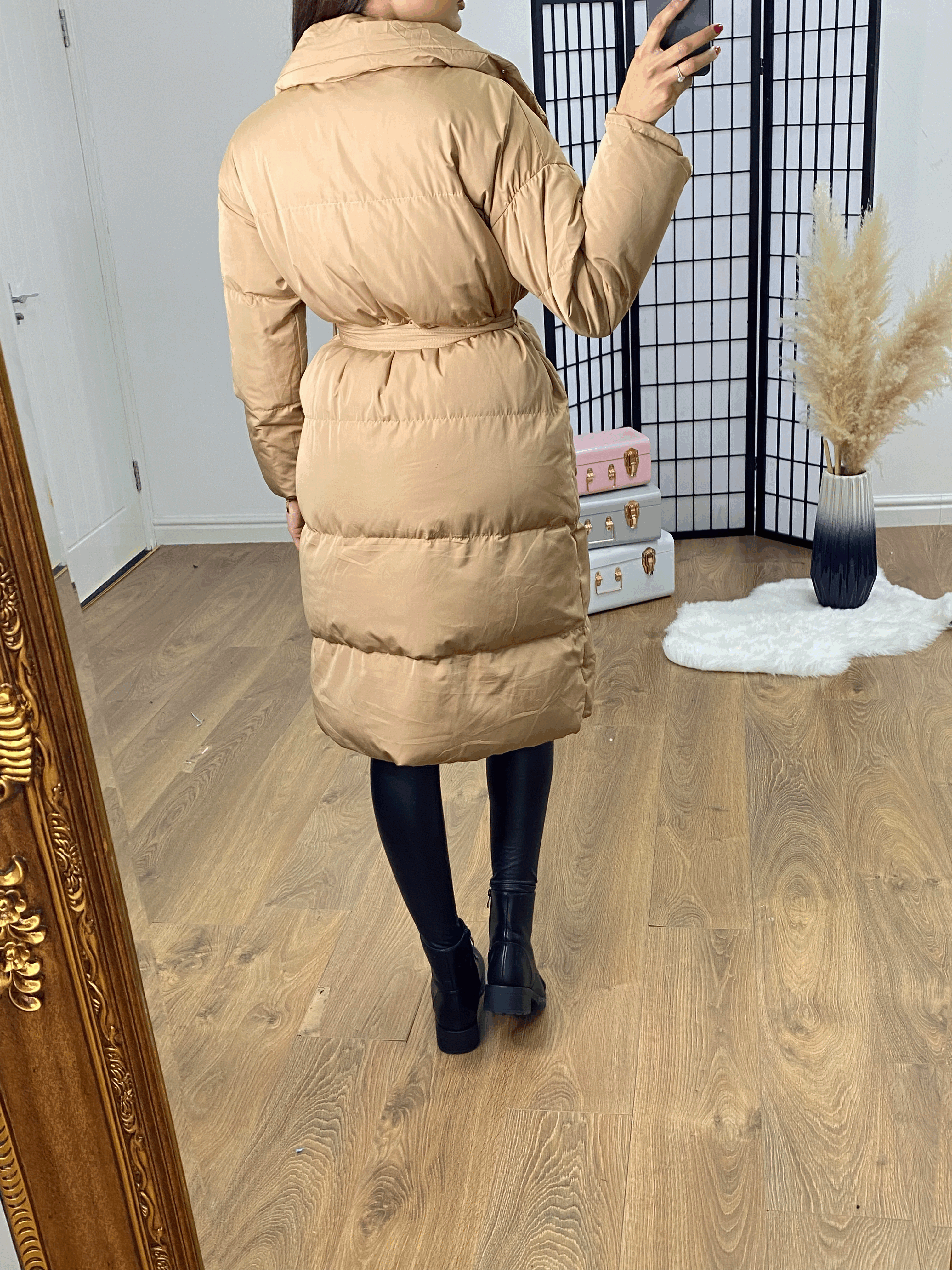 Vivienne Camel Double Breasted Padded Coat