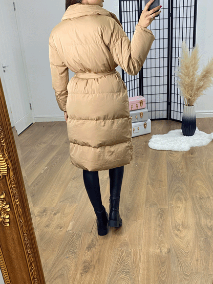 Vivienne Camel Double Breasted Padded Coat