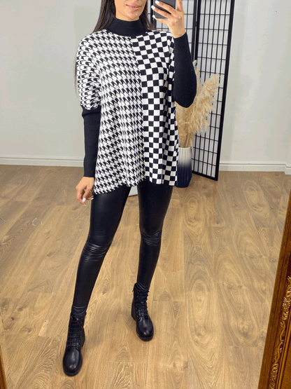 Echo Monochrome Oversized High Neck Jumper