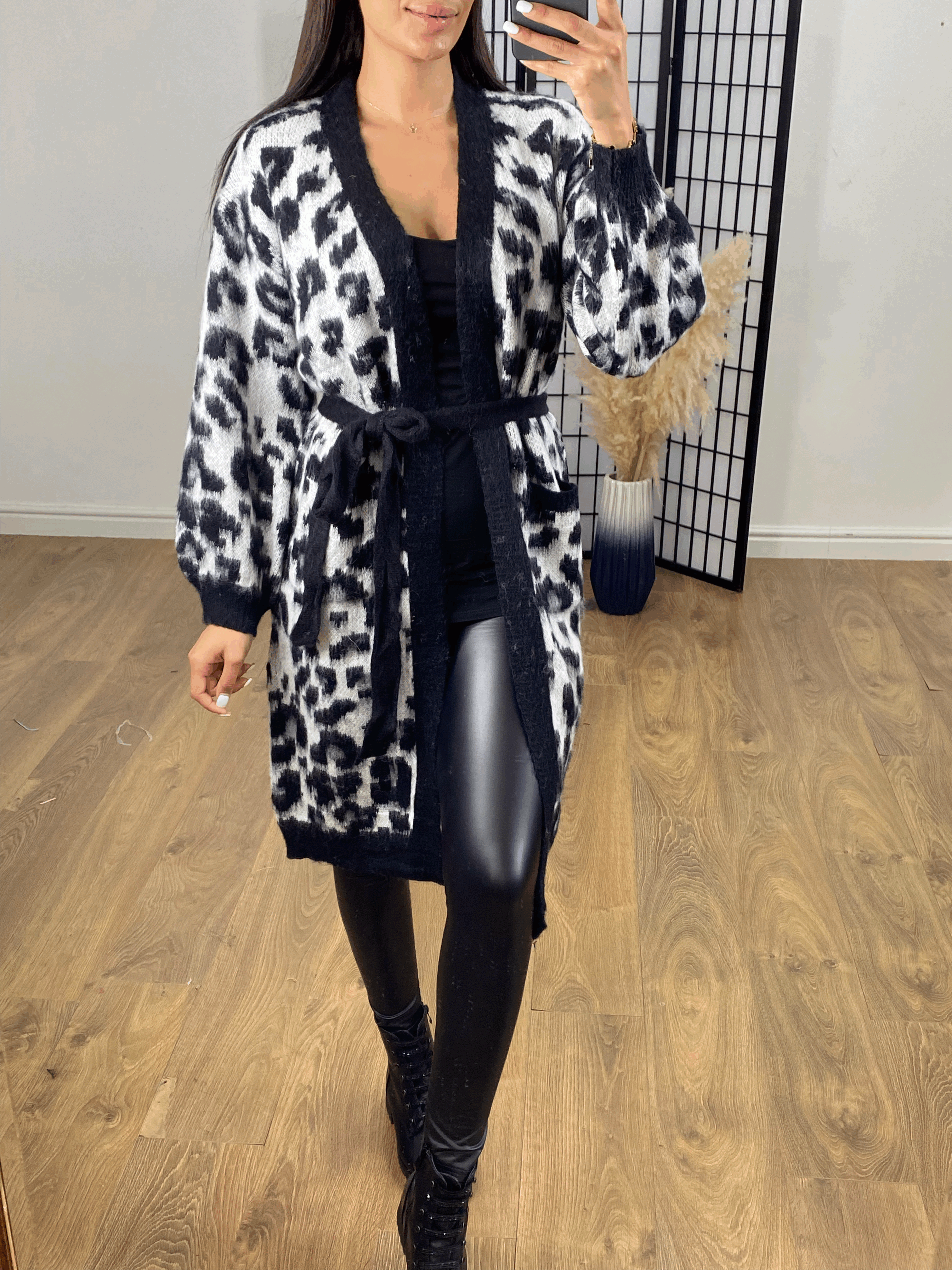 Leopard print cardigan sales long