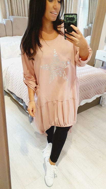 Tristina Leopard Silver Star Rouched Detailed Top