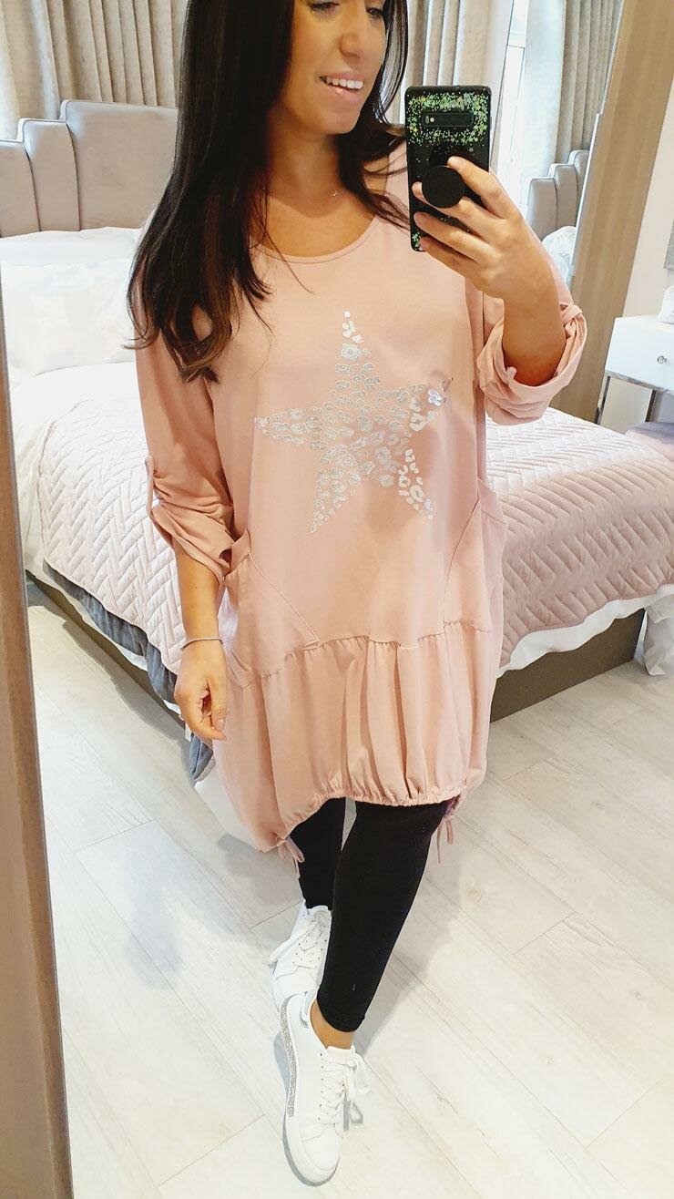 Tristina Leopard Silver Star Rouched Detailed Top