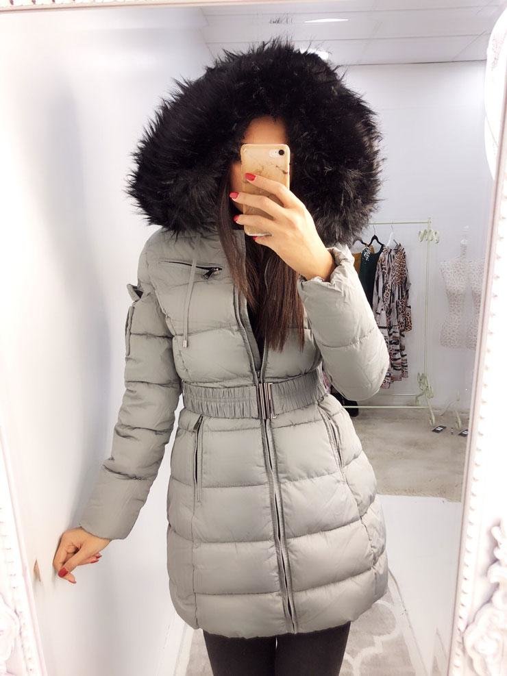 Trixie Grey Faux Fur Hooded Coat