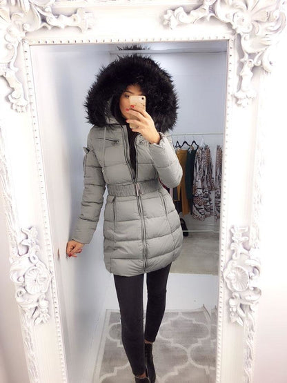 Trixie Grey Faux Fur Hooded Coat