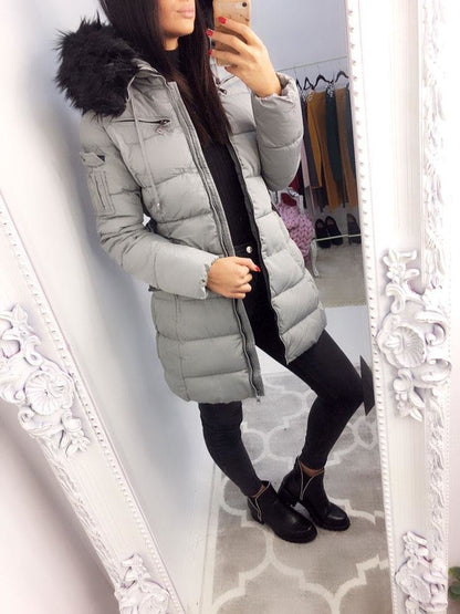 Trixie Grey Faux Fur Hooded Coat