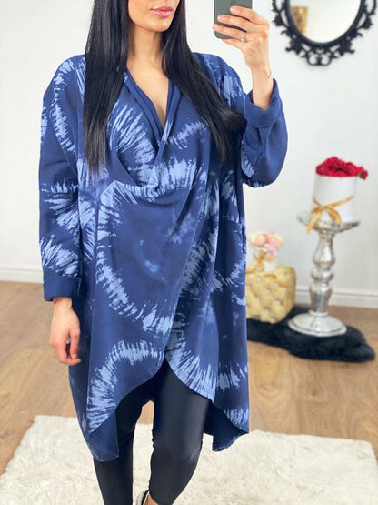 Tylah Marble Printed Wrap Oversized Sweatshirt Jumper