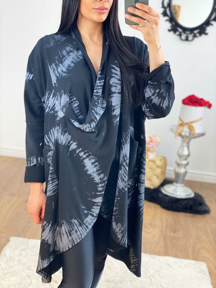 Tylah Marble Printed Wrap Oversized Sweatshirt Jumper