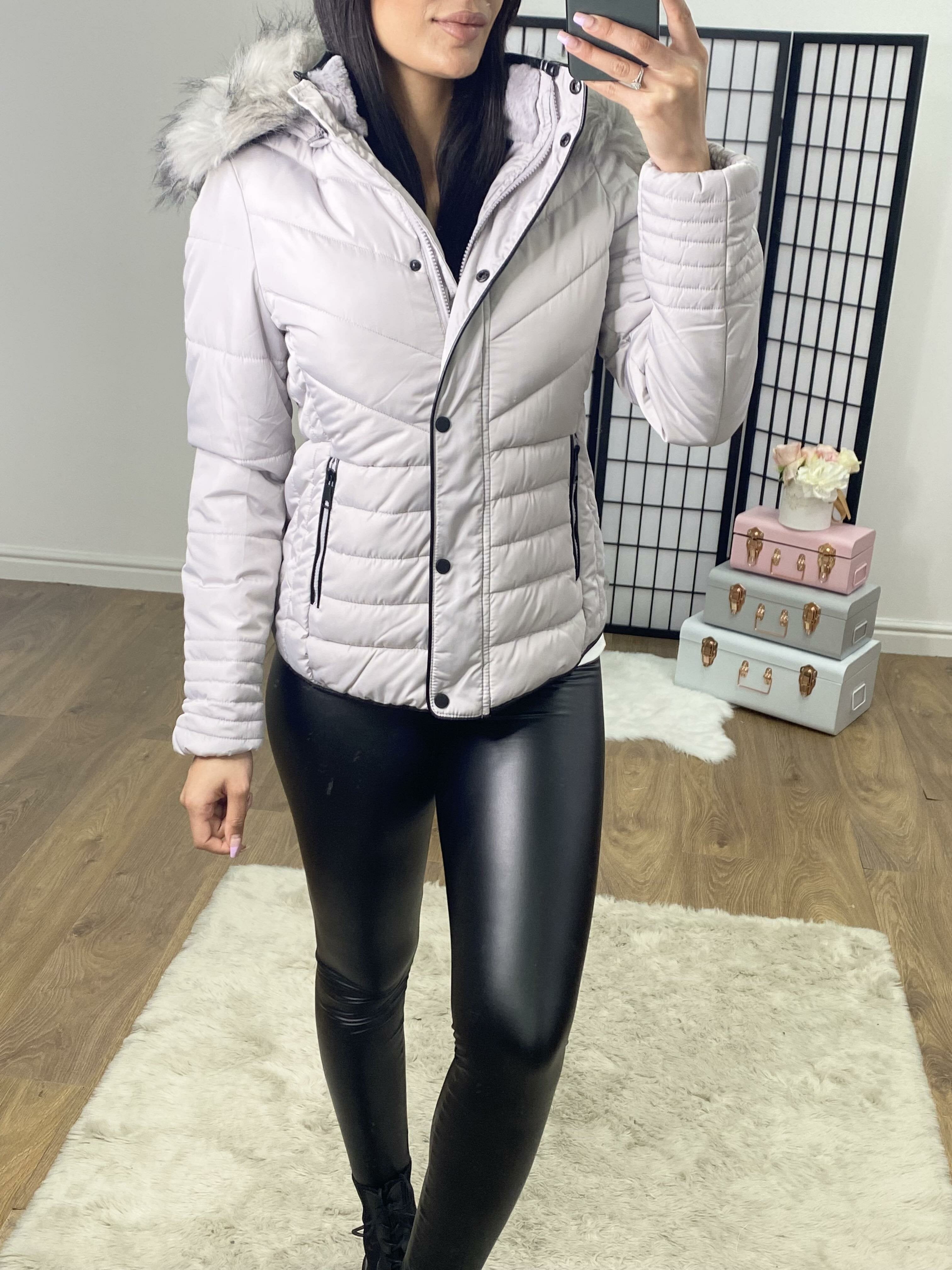 Ursula GREY Padded Faux Fur Hooded Coat