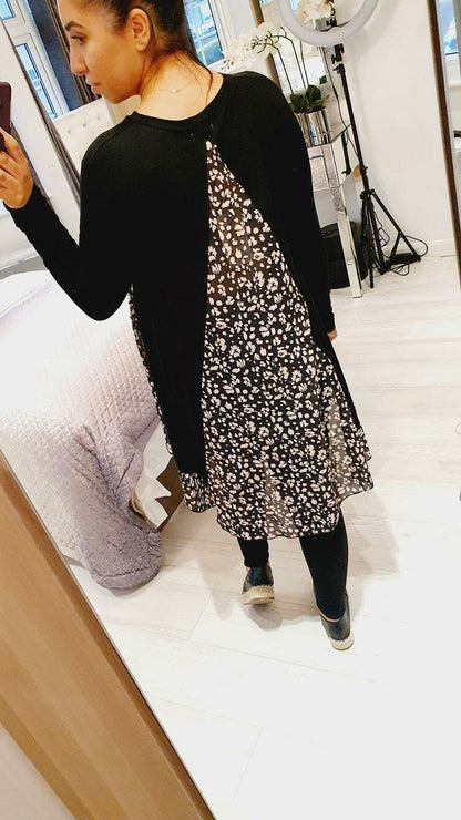 Vallance Floral Chiffon Back Detailed Dipped Hem Top