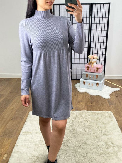 Valora Ribbed Turtle Neck Knitted Jumper Dress