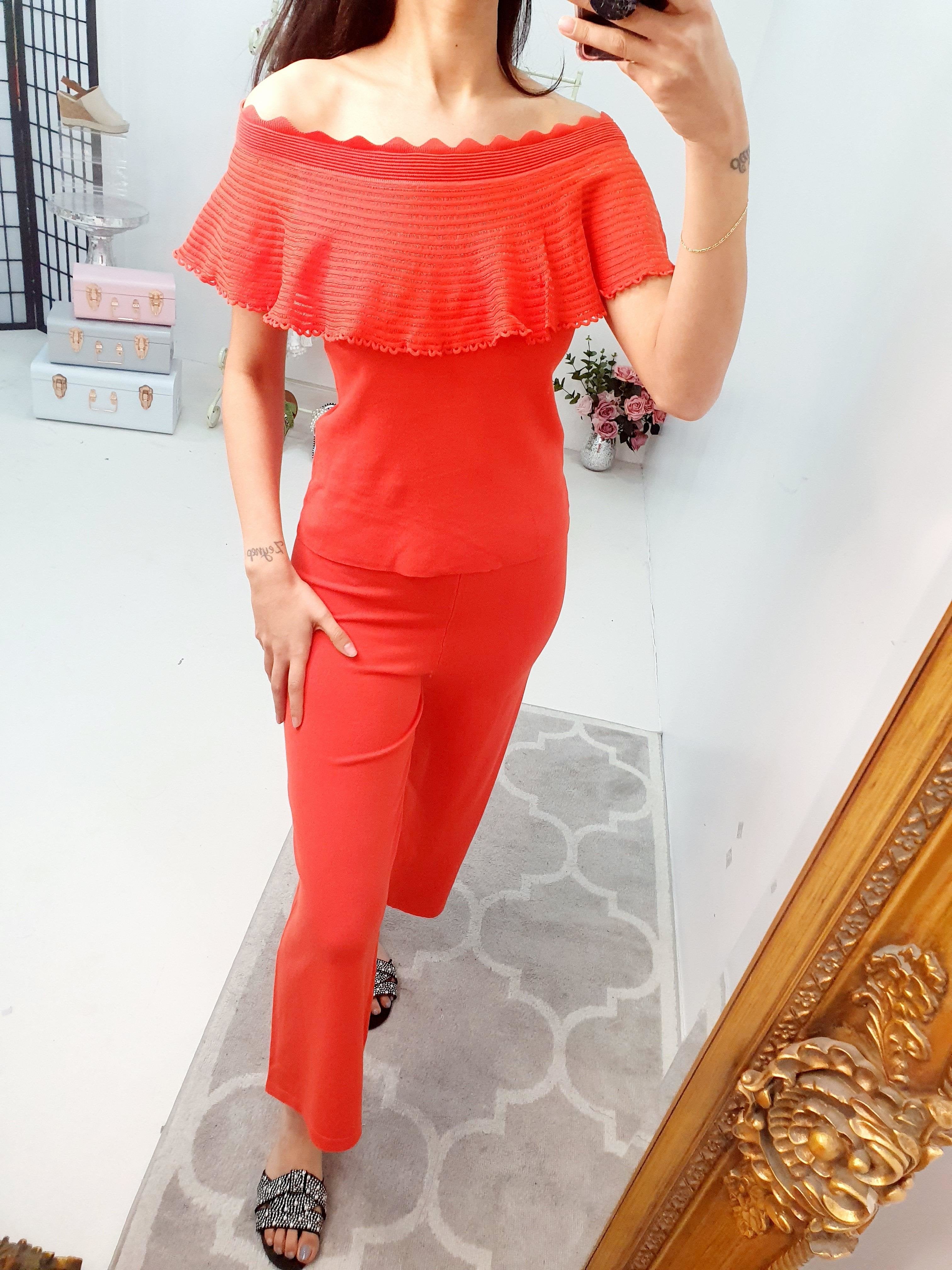 Varna Bardot Cropped Wide Leg Lounge Set