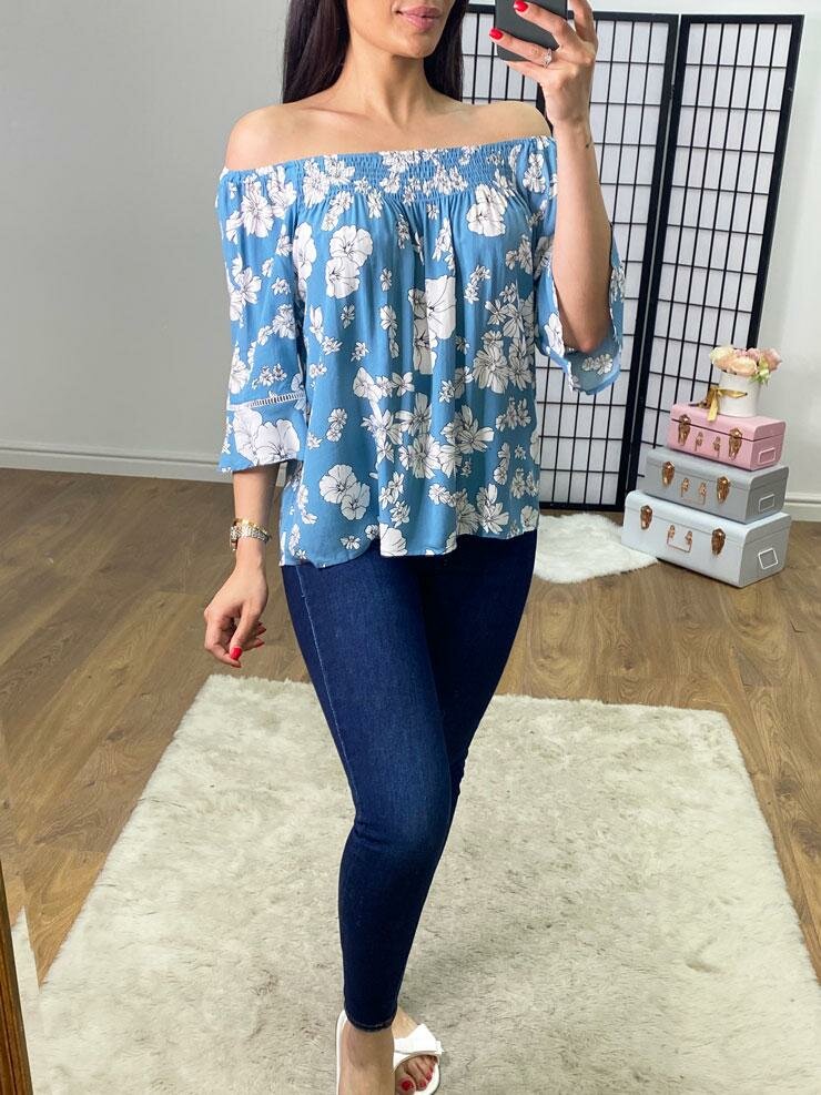 Viola Floral Print Bardot Top