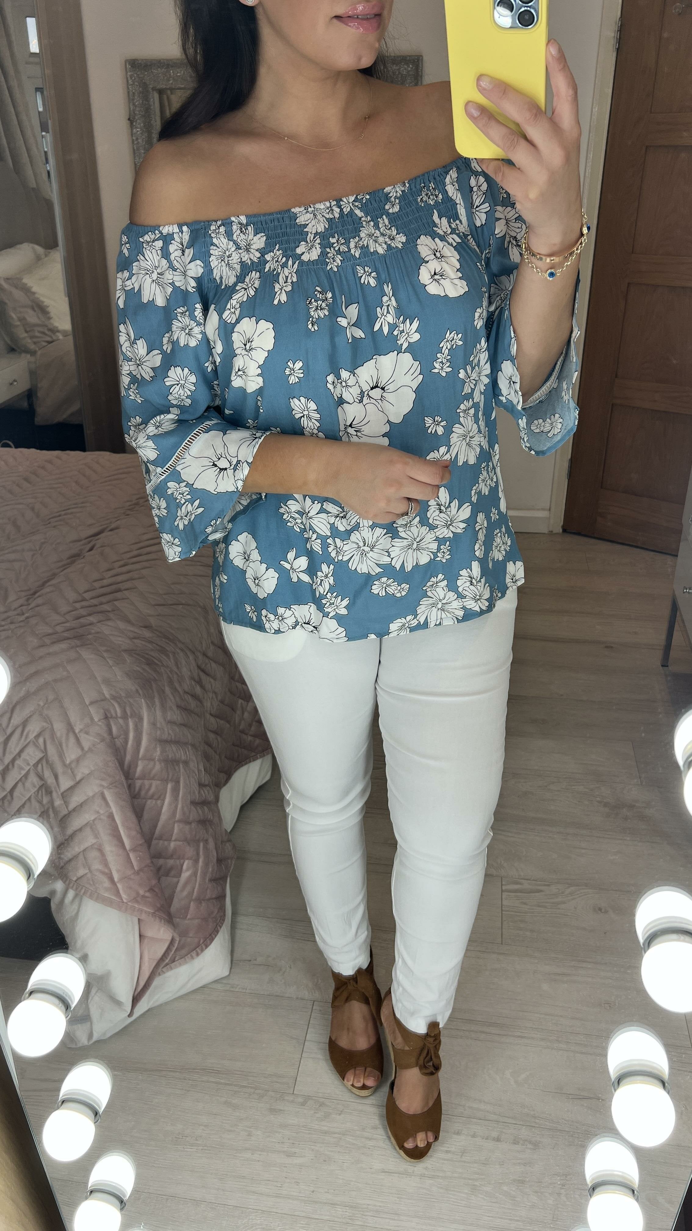 Viola Floral Print Bardot Top