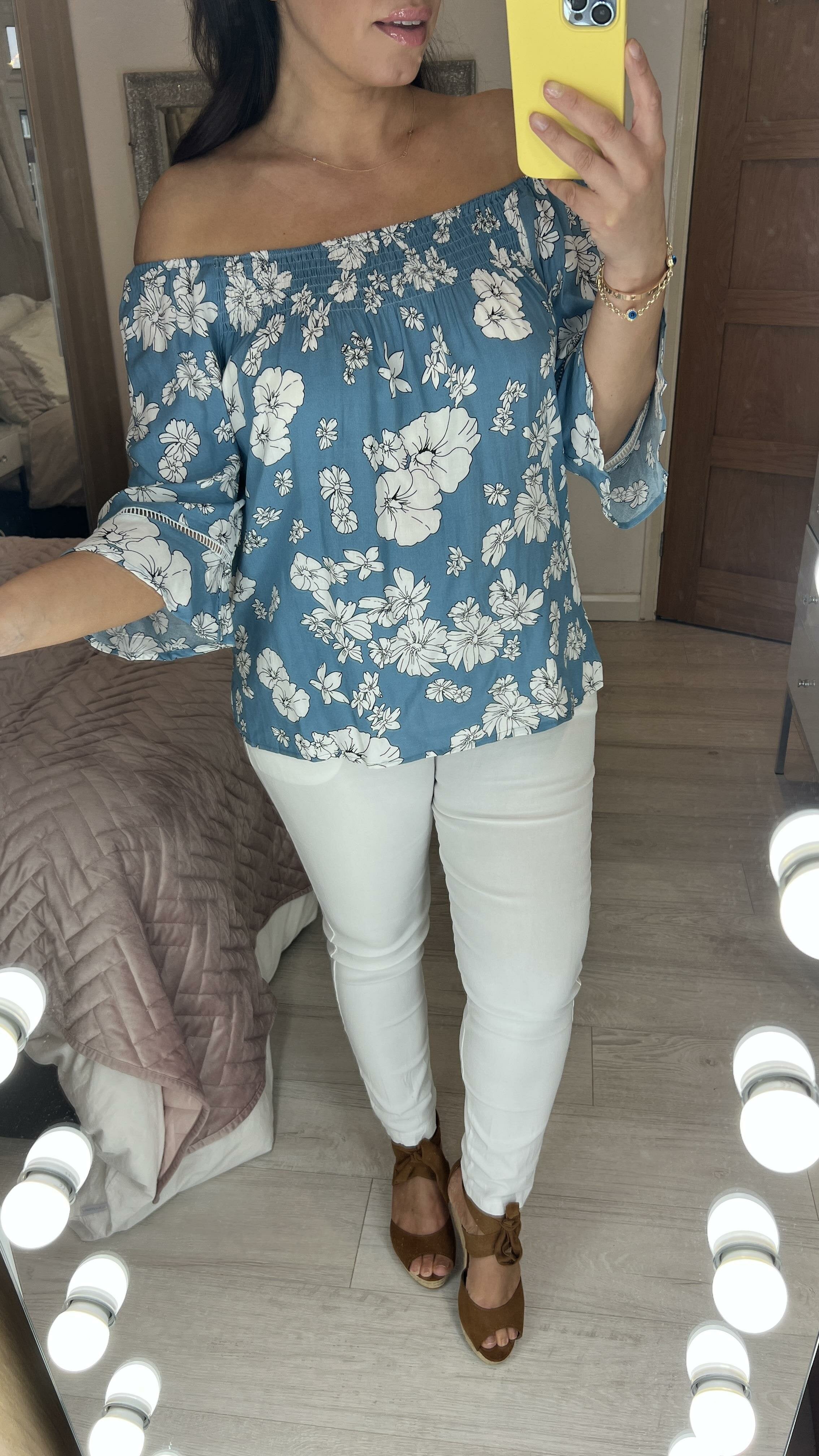 Viola Floral Print Bardot Top