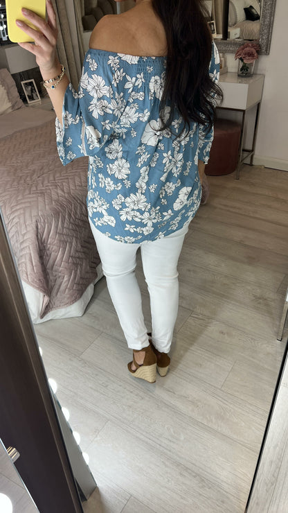 Viola Floral Print Bardot Top