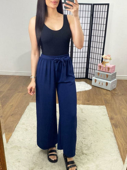 Westie Plain Tie Waist Palazzo Trousers
