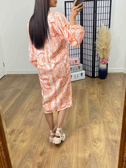 Whaley Paisley Print Puff Sleeve Dress