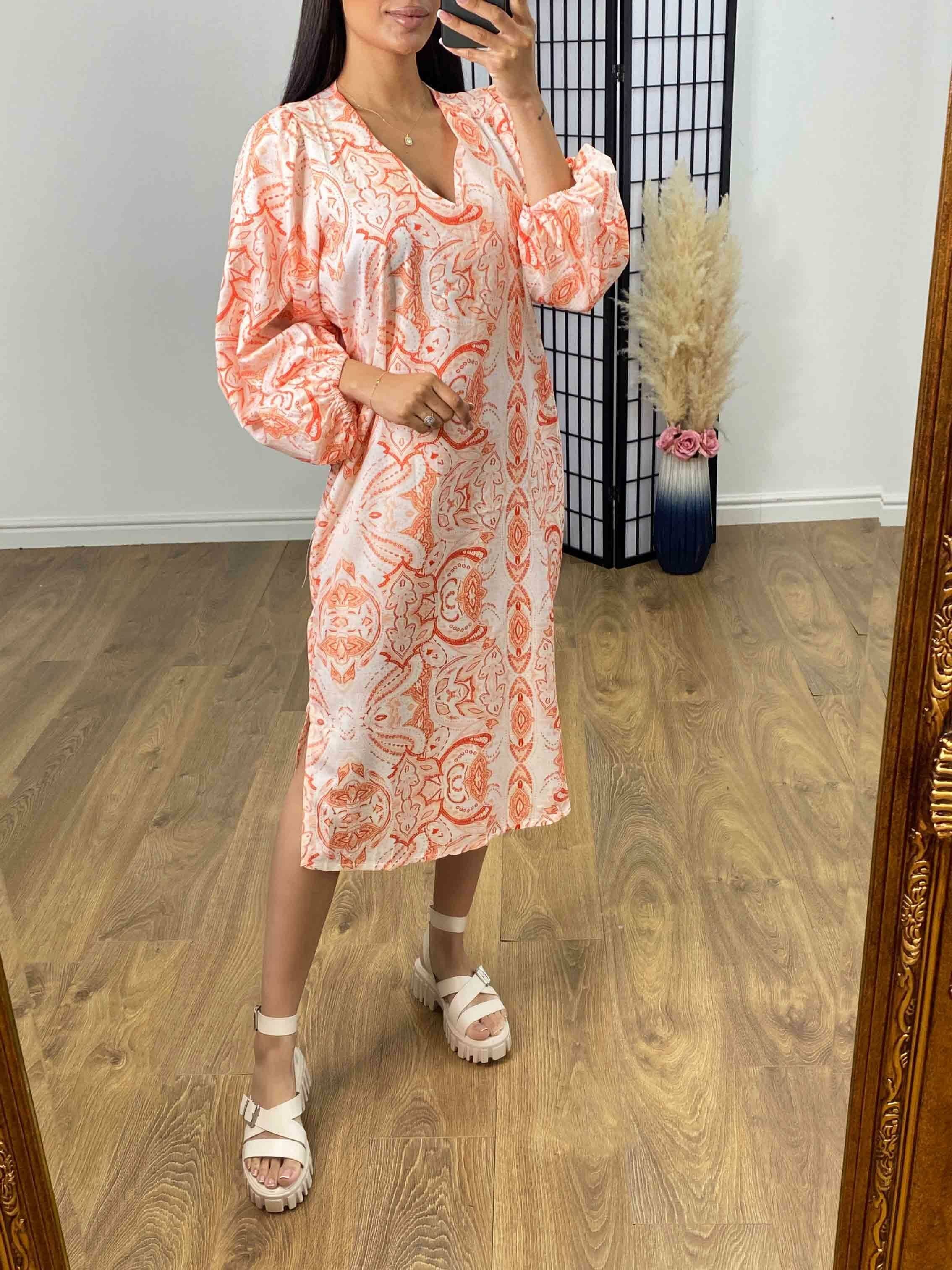 Whaley Paisley Print Puff Sleeve Dress
