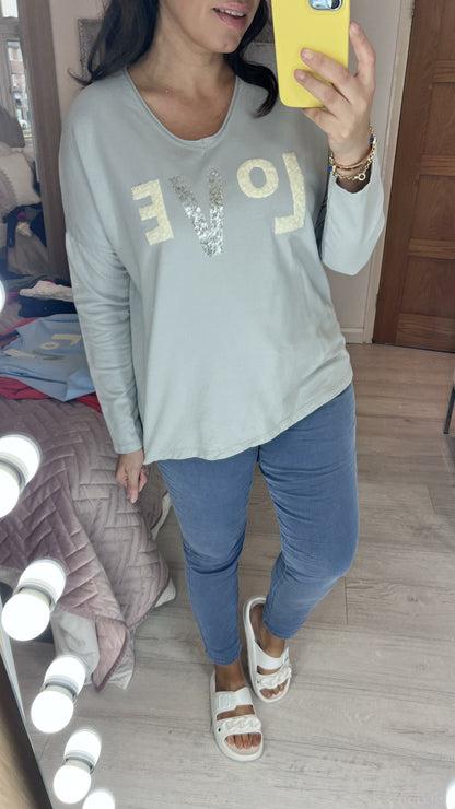 Wiley Textured LOVE Slogan Sweatshirt