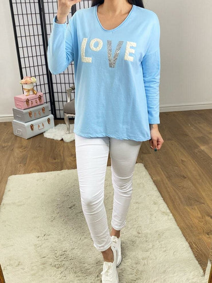 Wiley Textured LOVE Slogan Sweatshirt