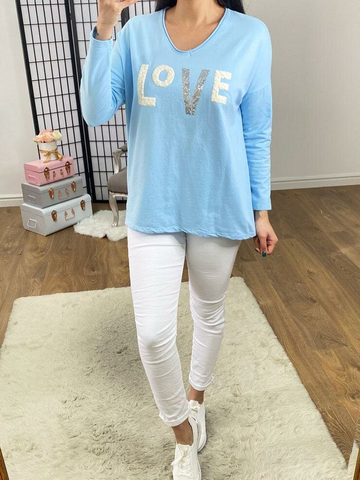 Wiley Textured LOVE Slogan Sweatshirt