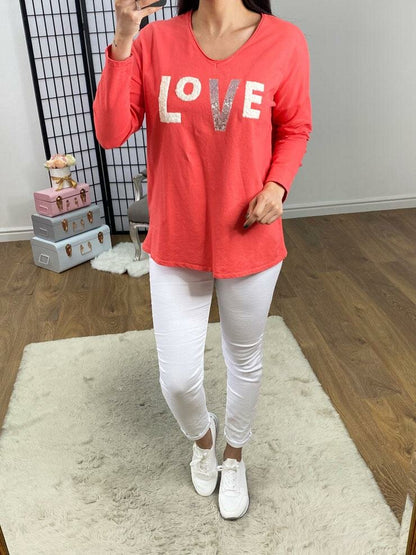 Wiley Textured LOVE Slogan Sweatshirt