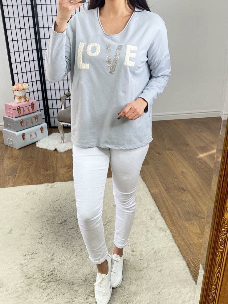 Wiley Textured LOVE Slogan Sweatshirt