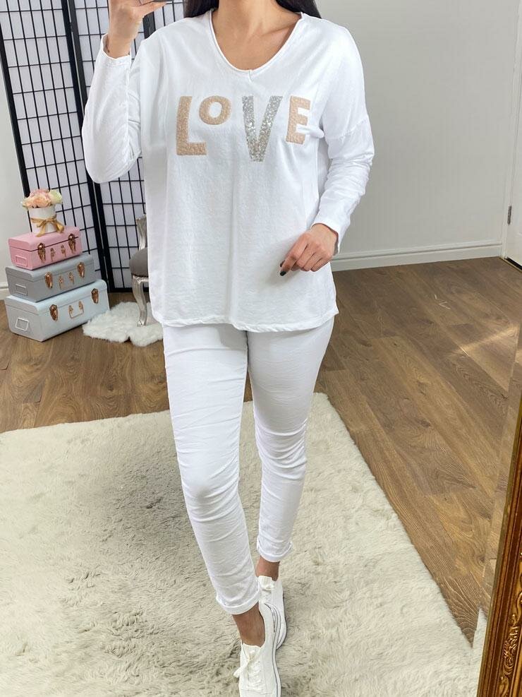 Wiley Textured LOVE Slogan Sweatshirt