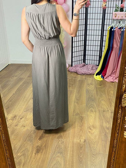 Winona Plain Elasticated Waist Maxi Dress