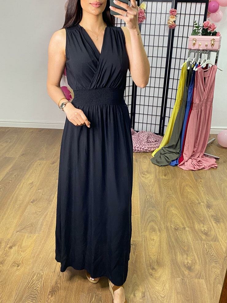 Winona Plain Elasticated Waist Maxi Dress