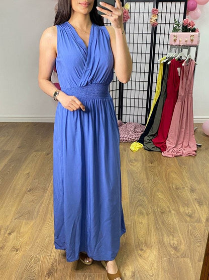 Winona Plain Elasticated Waist Maxi Dress