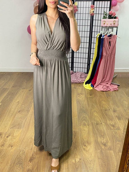 Winona Plain Elasticated Waist Maxi Dress