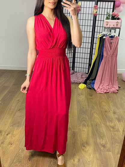 Winona Plain Elasticated Waist Maxi Dress