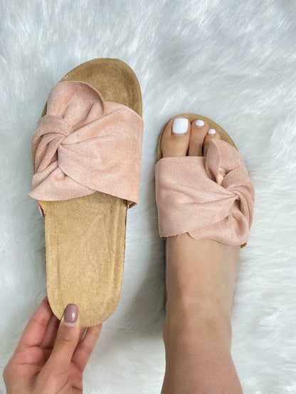 Zander Faux Suede Knot Front Sliders