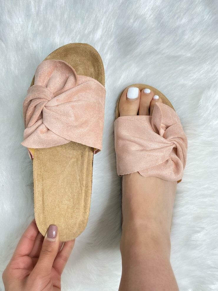 Zander Faux Suede Knot Front Sliders