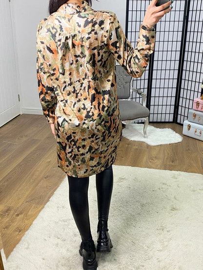 Zandra Satin Smudge Print Shirt Tunic