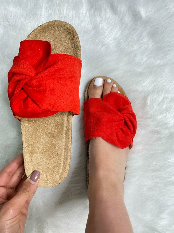 Zander Faux Suede Knot Front Sliders